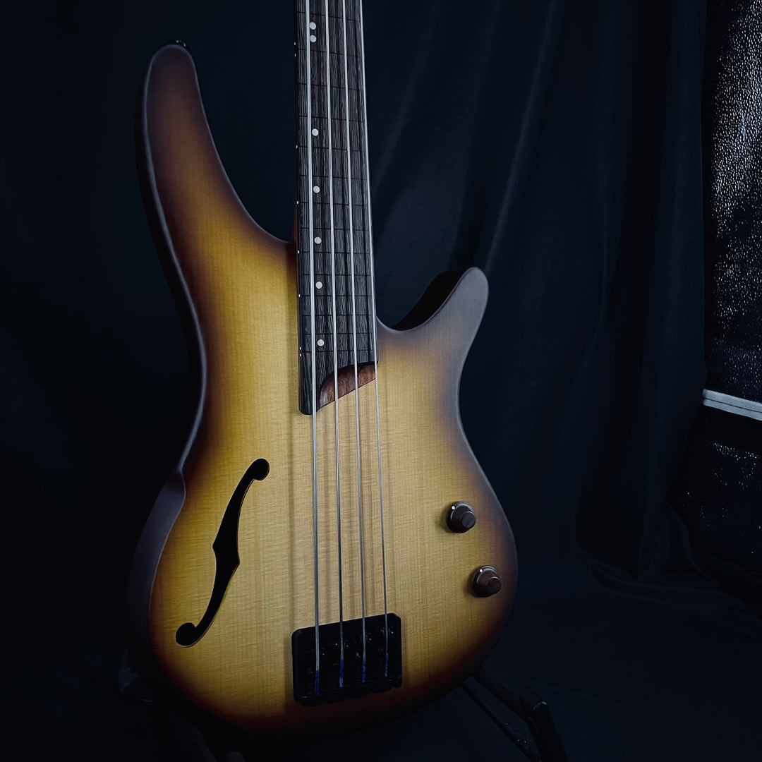 SRH500F Fretless Semi Hollow Bass Natural Browned Burst – Shop